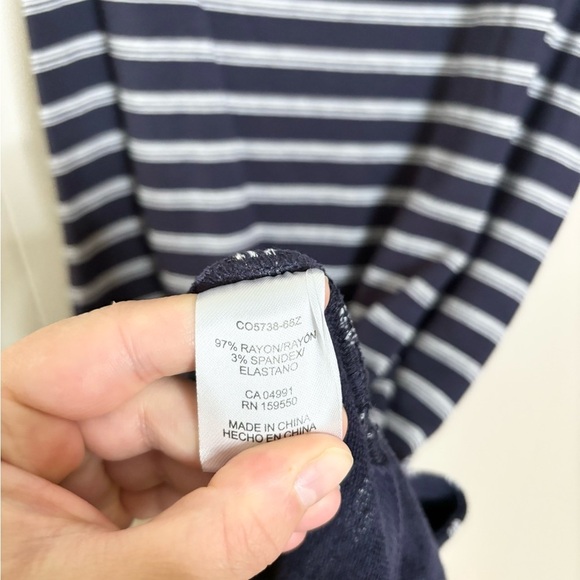 Hilary Radley striped navy white midi dress size M - Picture 4 of 5